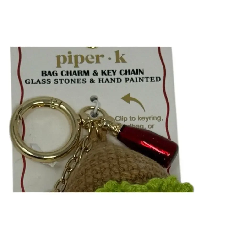 Piper K Hamburger Fries Milkshake Ketchuo Crochet Bag Charm & Key Chain NEW